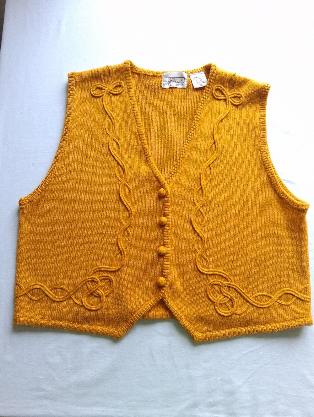 Vintage Sweater Vest Knit Yellow retro women’s size 12